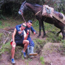 The horse for our mountain equipment with Felipe and Daniel